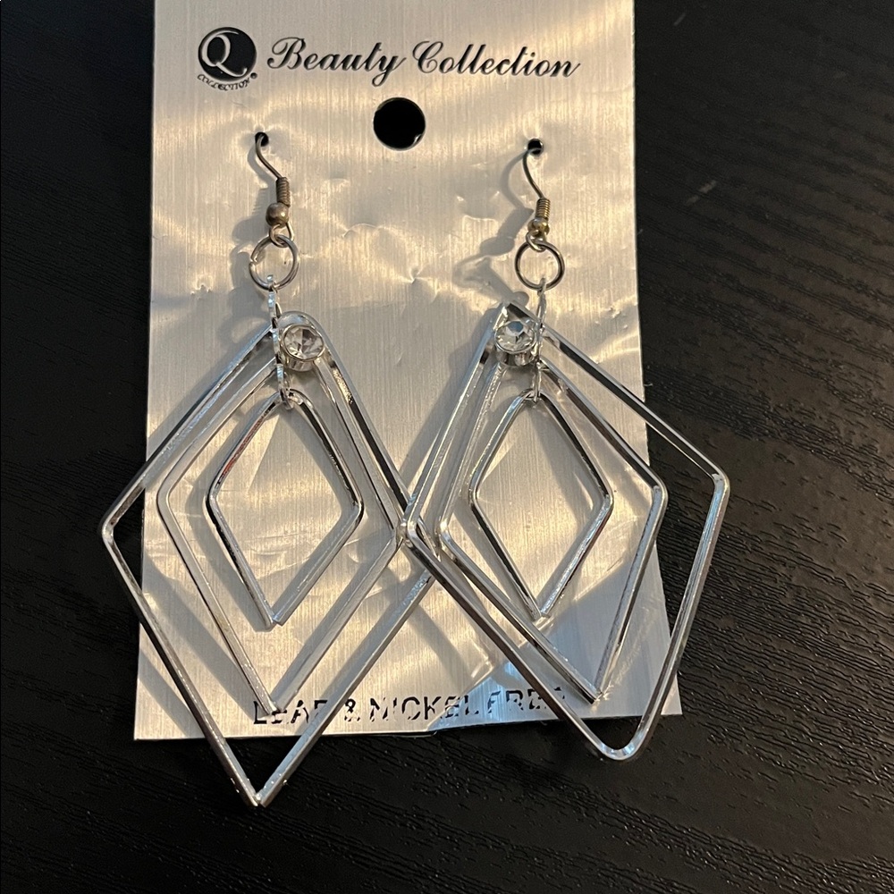 Silver Geometric Dangle Earrings